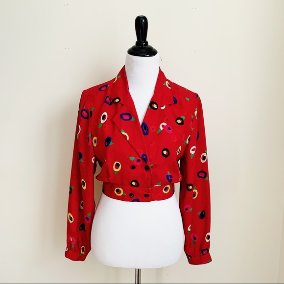 Emanuel Ungaro Tops - Vintage Emanuel Ungaro Silk Crop Top Blouse